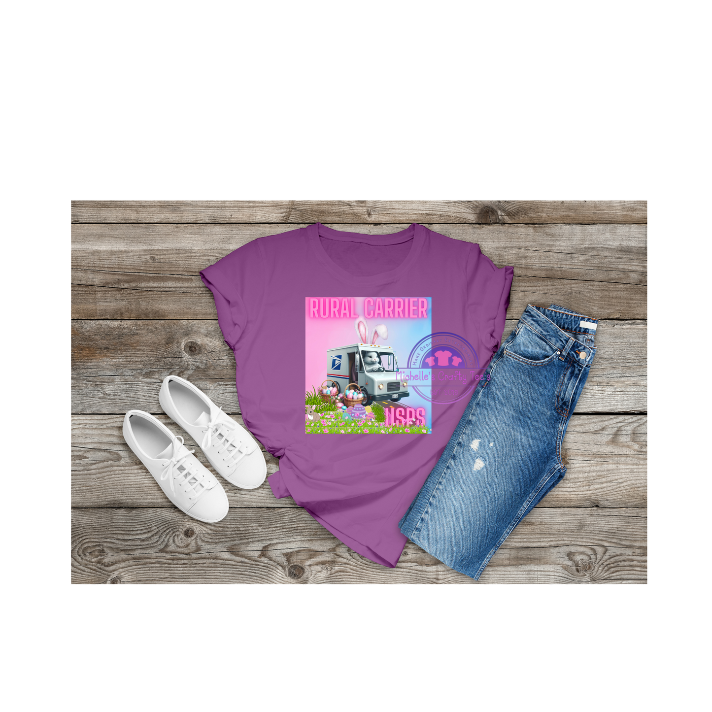 Easter Bunny driving USPS truck T-shirt